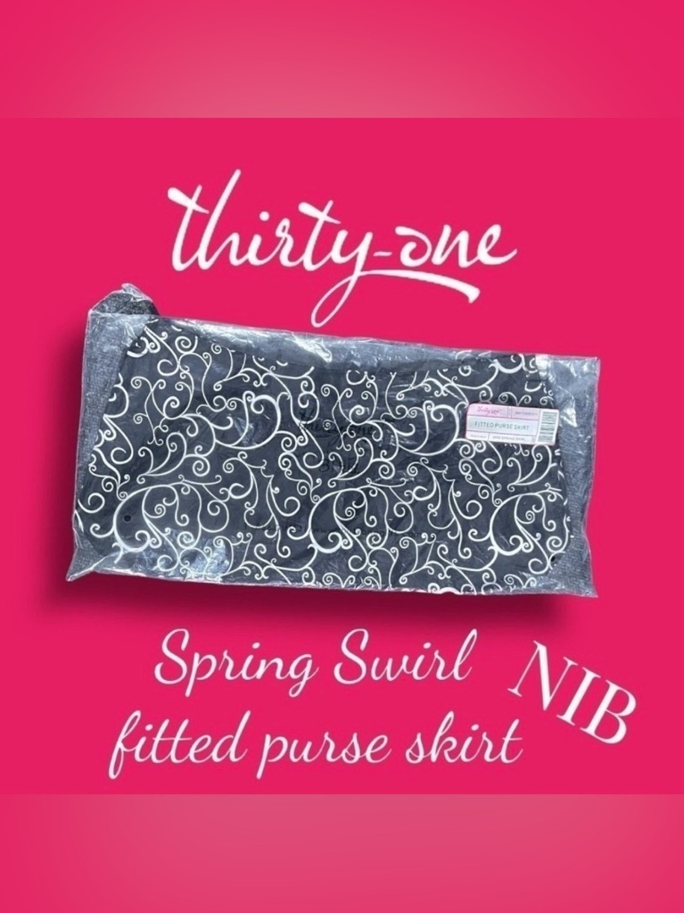 THIRTY One Fitted Purse Skirt Spring Swirl New in the Bag Black White